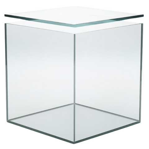 Acuario de vidrio tipo cubo con tapa