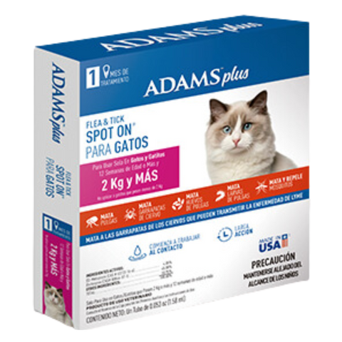 Pipeta Adams Plus para gatos 2kg o mas